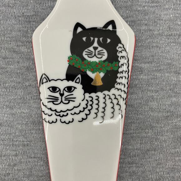 Vintage Ceramic Pie Server Cats Design Made in Japan Christmas Holiday Kitchen - Picture 1 of 7